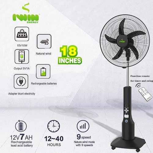 18 Inches Rechargeable Solar Fan